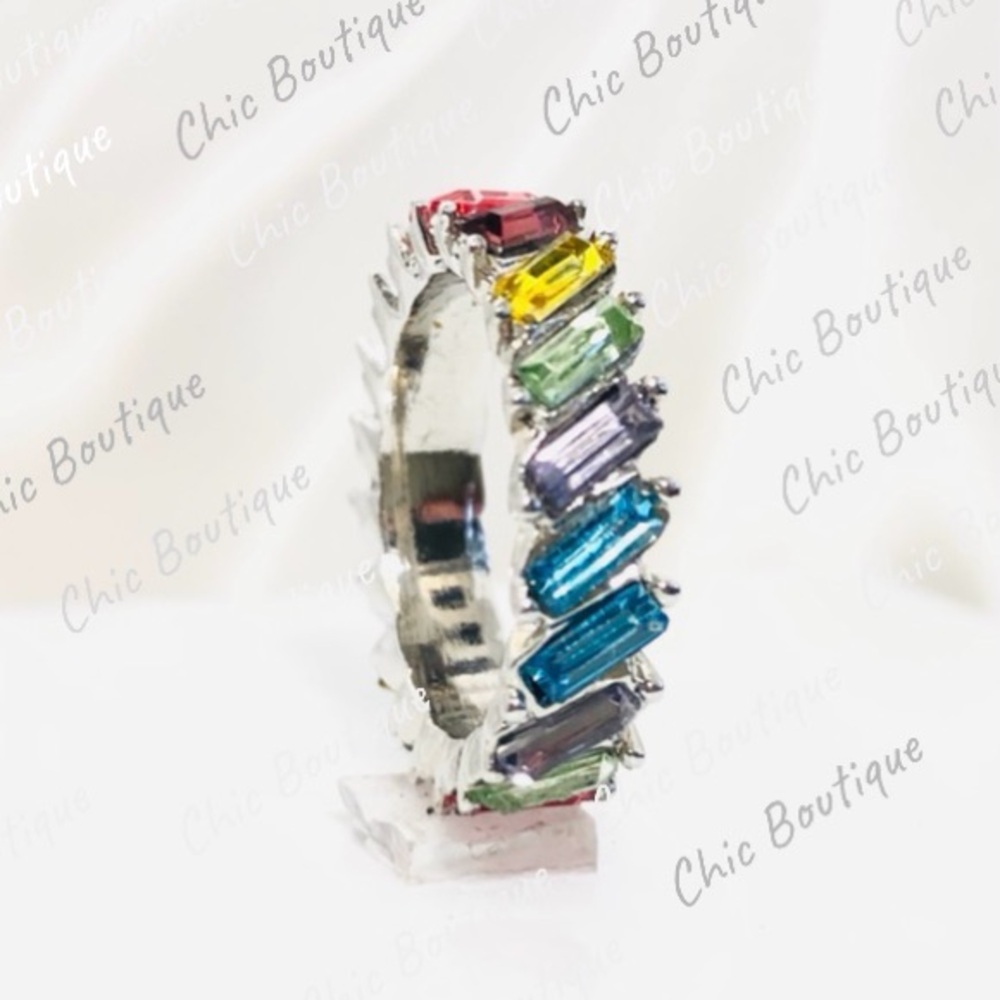 (506) Silver Plated CZ Multicolor Women's Ring